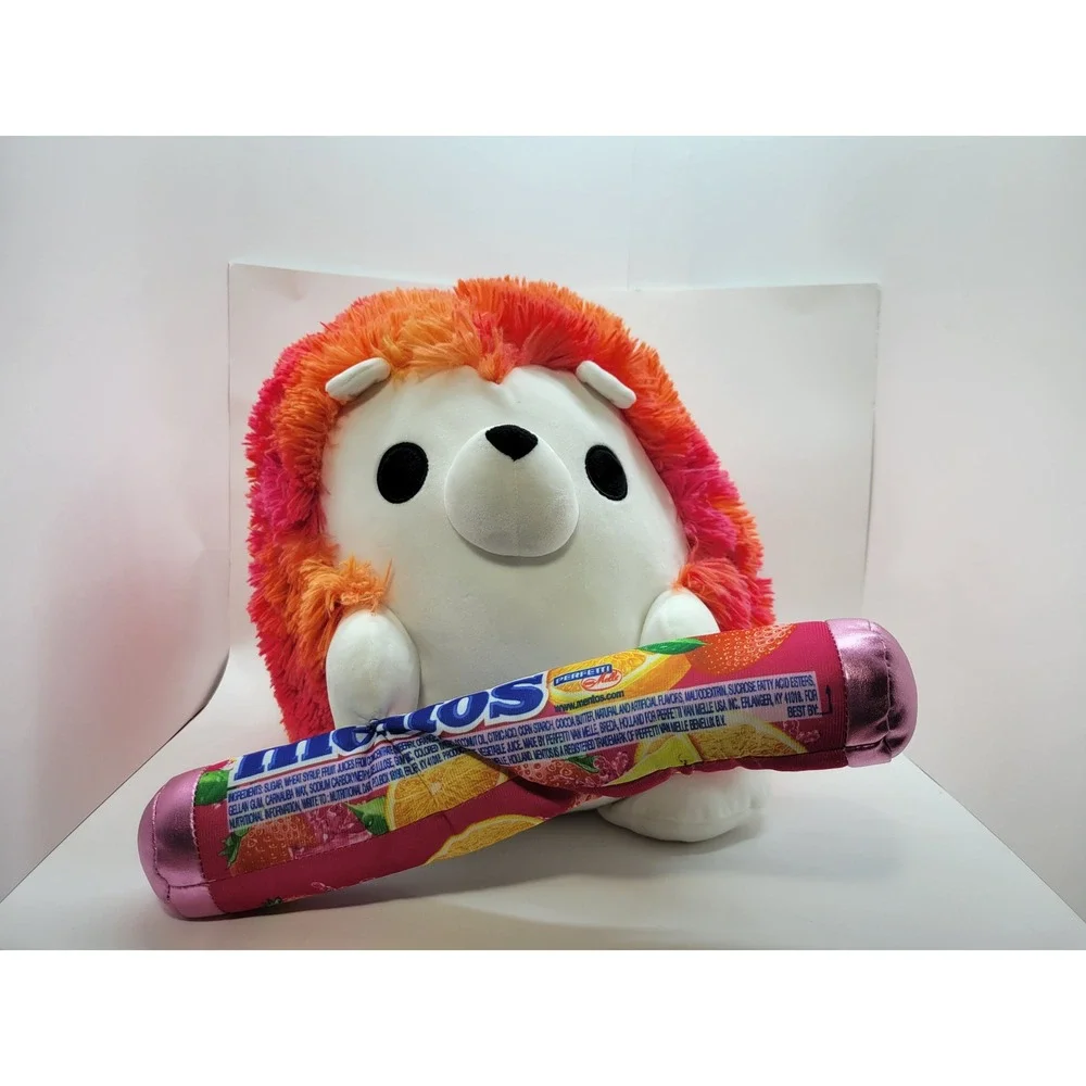ZURU Snackles April the Hedgehog Mentos Plush Toy Orange Pink Shaggy Fur 14 inch